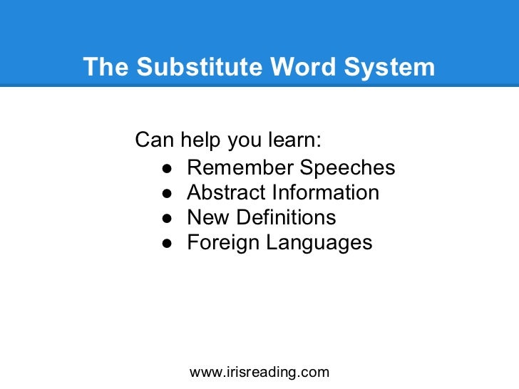 How To Improve Your Memory The Substitute Word System