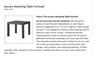 The Success Marketing Table