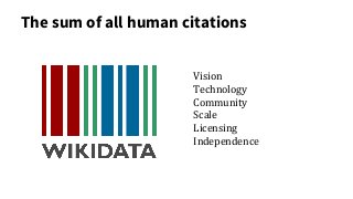 The sum of all human citations
Vision
Technology
Community
Scale
Licensing
Independence
 