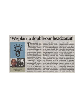 "We Plan to double our headcount" - MD, Xebia India