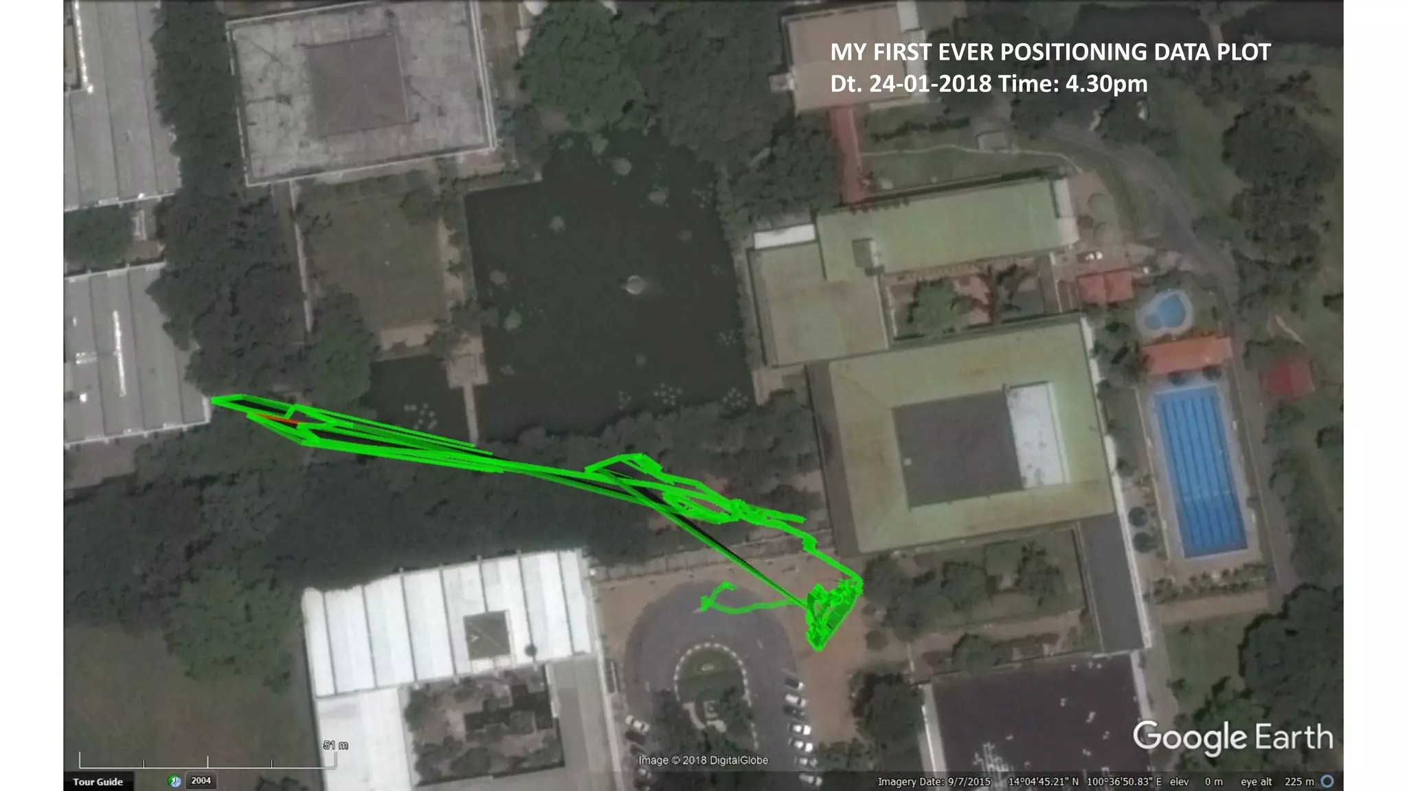 MY FIRST EVER POSITIONING DATA PLOT
Dt. 24-01-2018 Time: 4.30pm