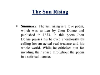 the sun rising john donne summary