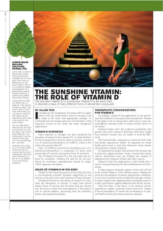 The sunshine Vitamin : The Role of Vitamin D.