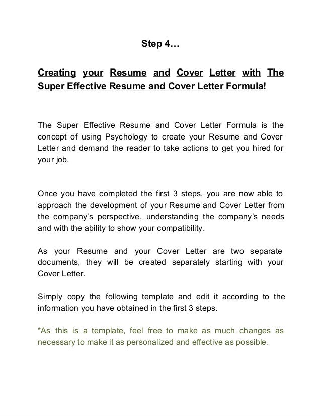 the super effective resume and cover letter formula cover letter formula