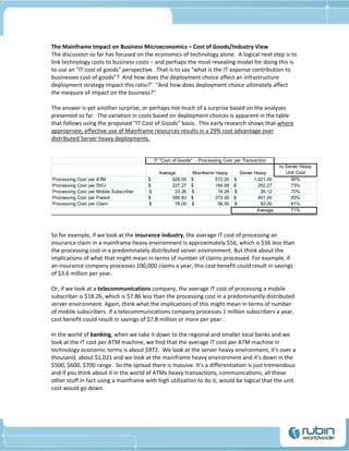 The Suprising Technology Economics of Mainframes vs Distributed Servers ...