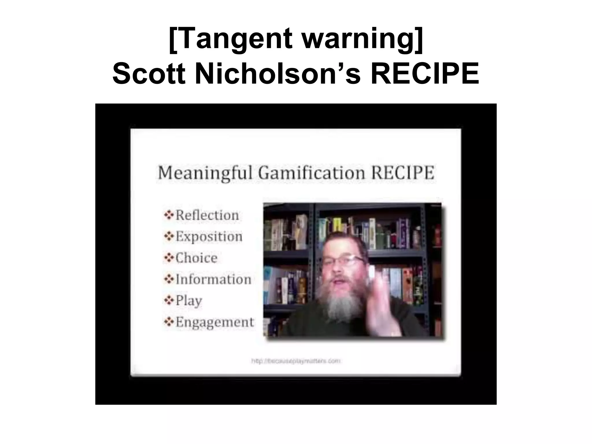 [Tangent warning]
Scott Nicholson’s RECIPE
 