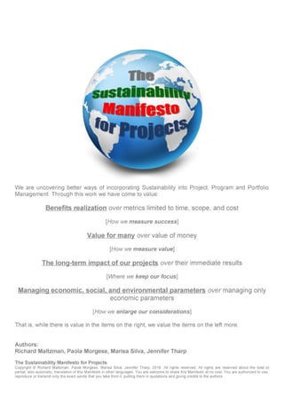 The Sustainability Manifesto for Projects Flyer