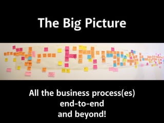 The Big Picture 
All the business process(es) 
end-to-end 
and beyond! 
 