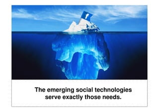 The emerging social technologies
   serve exactly those needs.
 