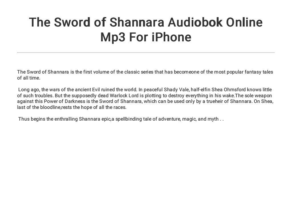 download sword of shannara audio book
