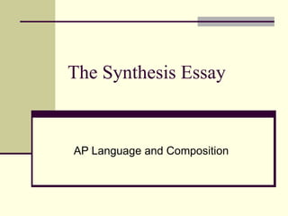 The Synthesis Essay


AP Language and Composition
 