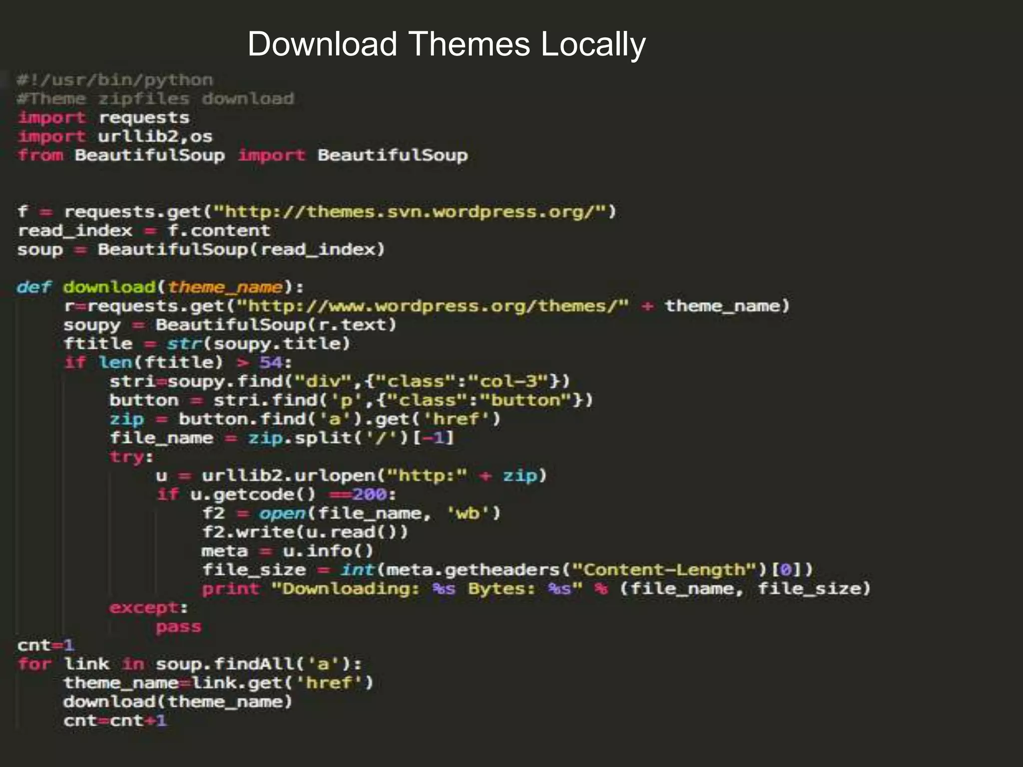 Download Themes Locally
 