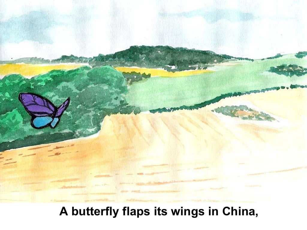 A butterfly flaps its wings
