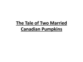 The Tale of Two Married
  Canadian Pumpkins
 