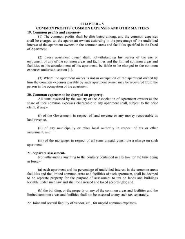 Apartment Management The Tamil Nadu Apartment Ownership Act, 1994 PDF