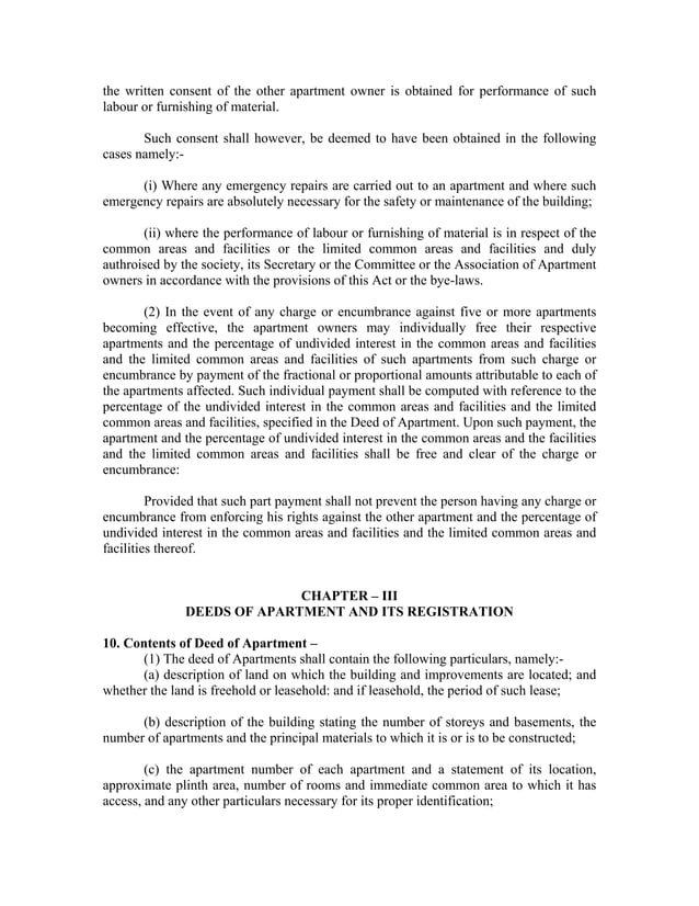 Apartment Management The Tamil Nadu Apartment Ownership Act, 1994 PDF