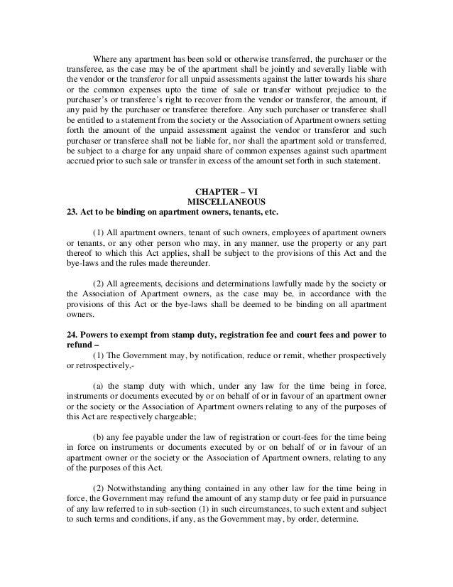 Apartment Management The Tamil Nadu Apartment Ownership Act, 1994