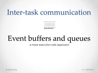 Inter-task communication14.  6. 2010Jernej Virag12Event buffers and queuesa more execution safe approach