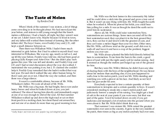 The taste of melon by borden deal essay 05 picture
