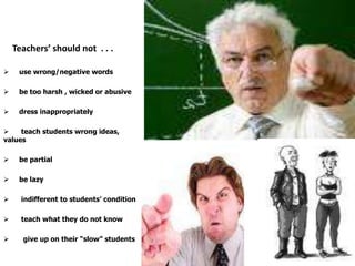 Teachers’ should not . . .

    use wrong/negative words

    be too harsh , wicked or abusive

    dress inappropriate...