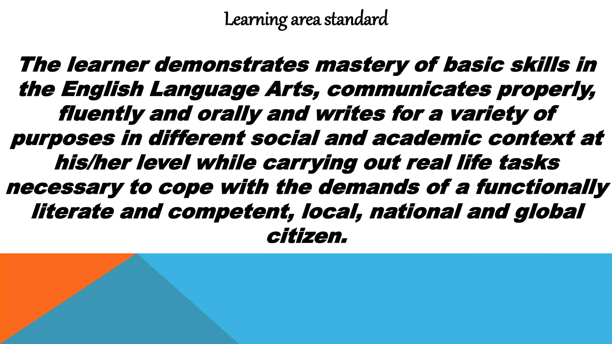 The teaching of english in the k to 12 curriculum | PPTX