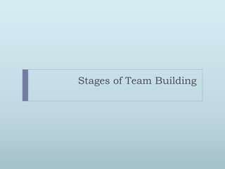 Stages of Team Building 
 
