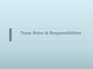 Team Roles & Responsibilities 
 