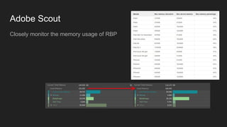 Adobe Scout
Closely monitor the memory usage of RBP
 