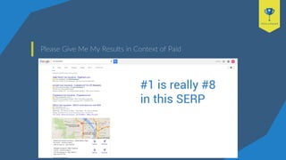 Please Give Me My Results in Context of Paid
#1 is really #8
in this SERP
 