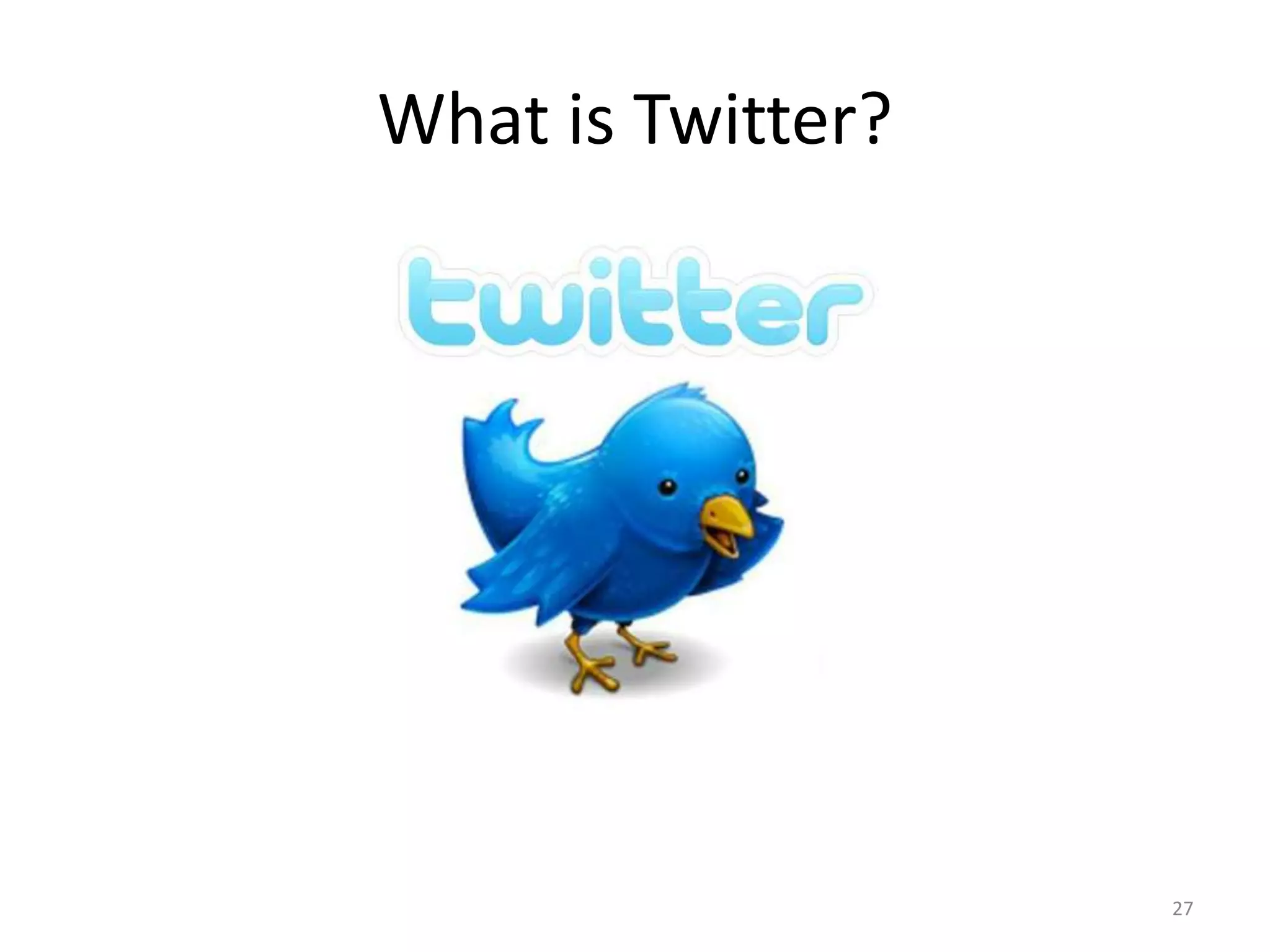 What is Twitter?




                   27
 