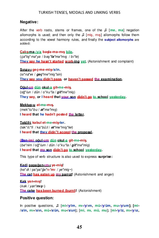 Turkish Tenses Modals And Linking Vrbs