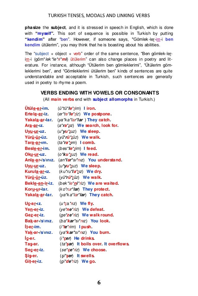 TURKISH TENSES, MODALS and LINKING VERBS in TURKISH and ENGLISH ARE D…