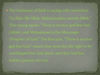 The testimony of faith (one god)