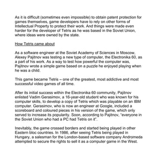 The tetris puzzle, how to stop copycat game publishers in their tracks ...