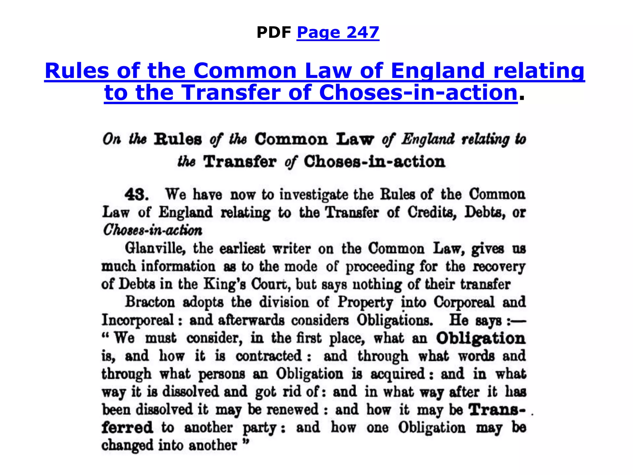 PDF Page 247
Rules of the Common Law of England relating
to the Transfer of Choses-in-action.
 