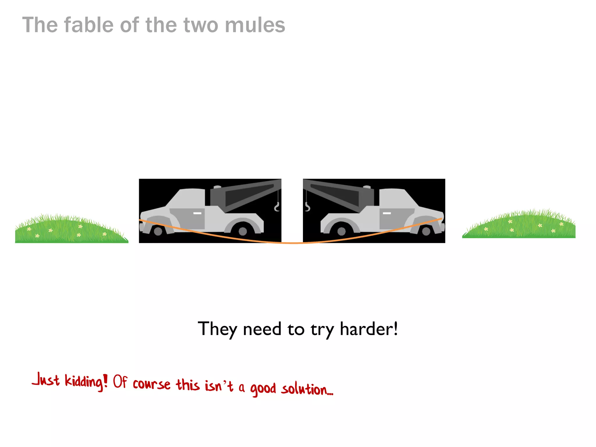 The fable of the two mules

They need to try harder!

 