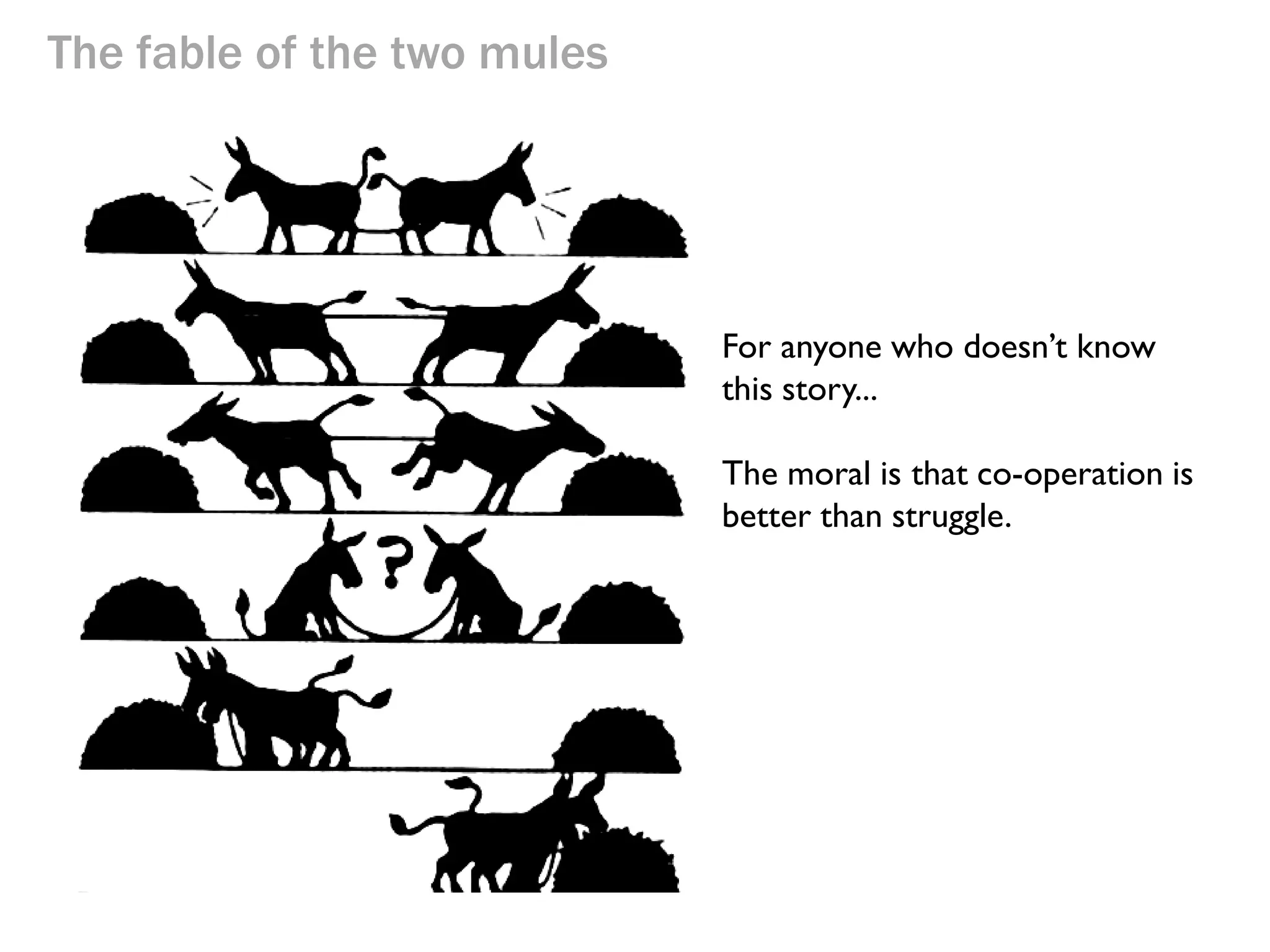 The fable of the two mules

They need to be more efficient!

 