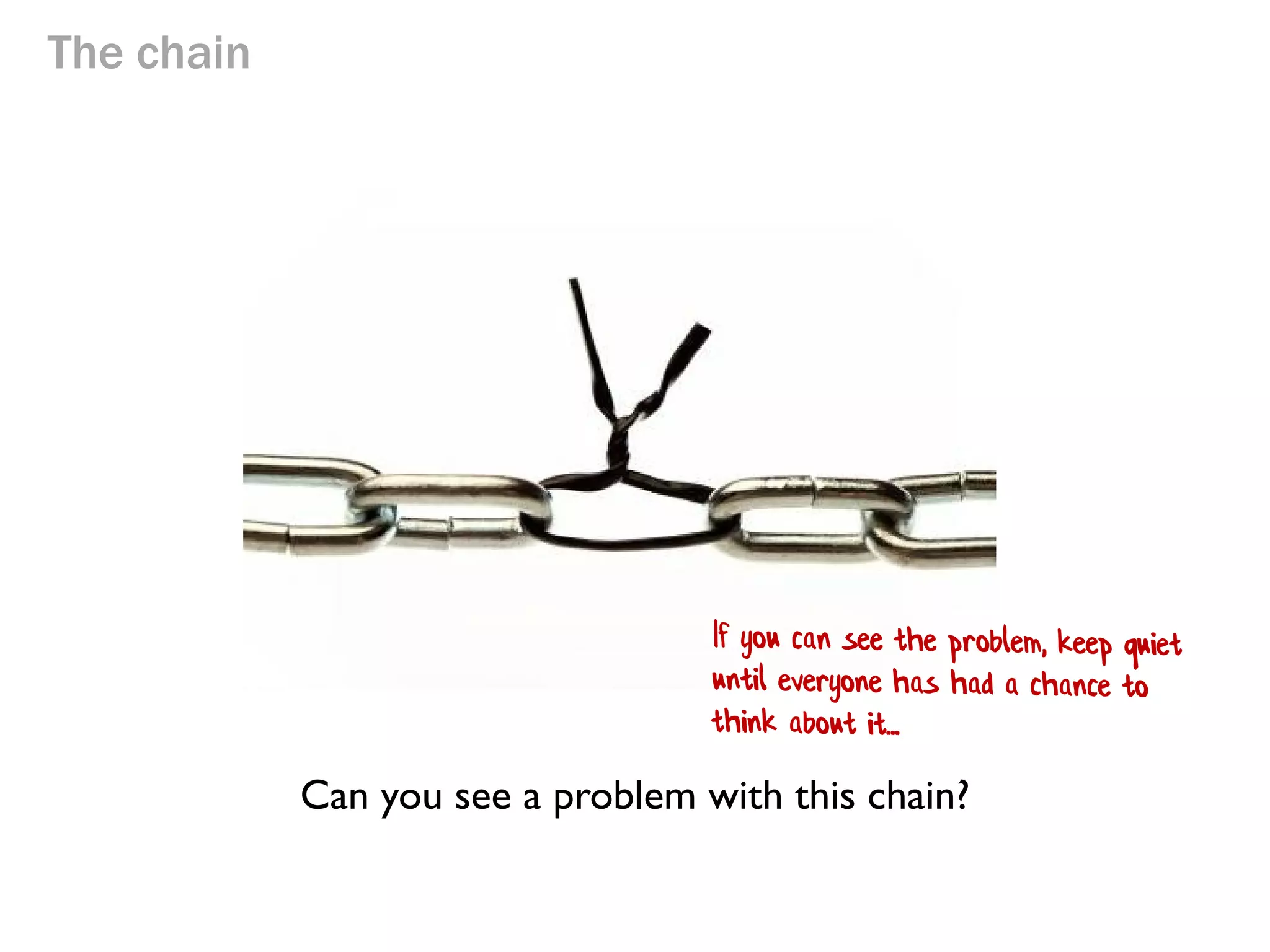 The chain

Can you see a problem with this chain?

 
