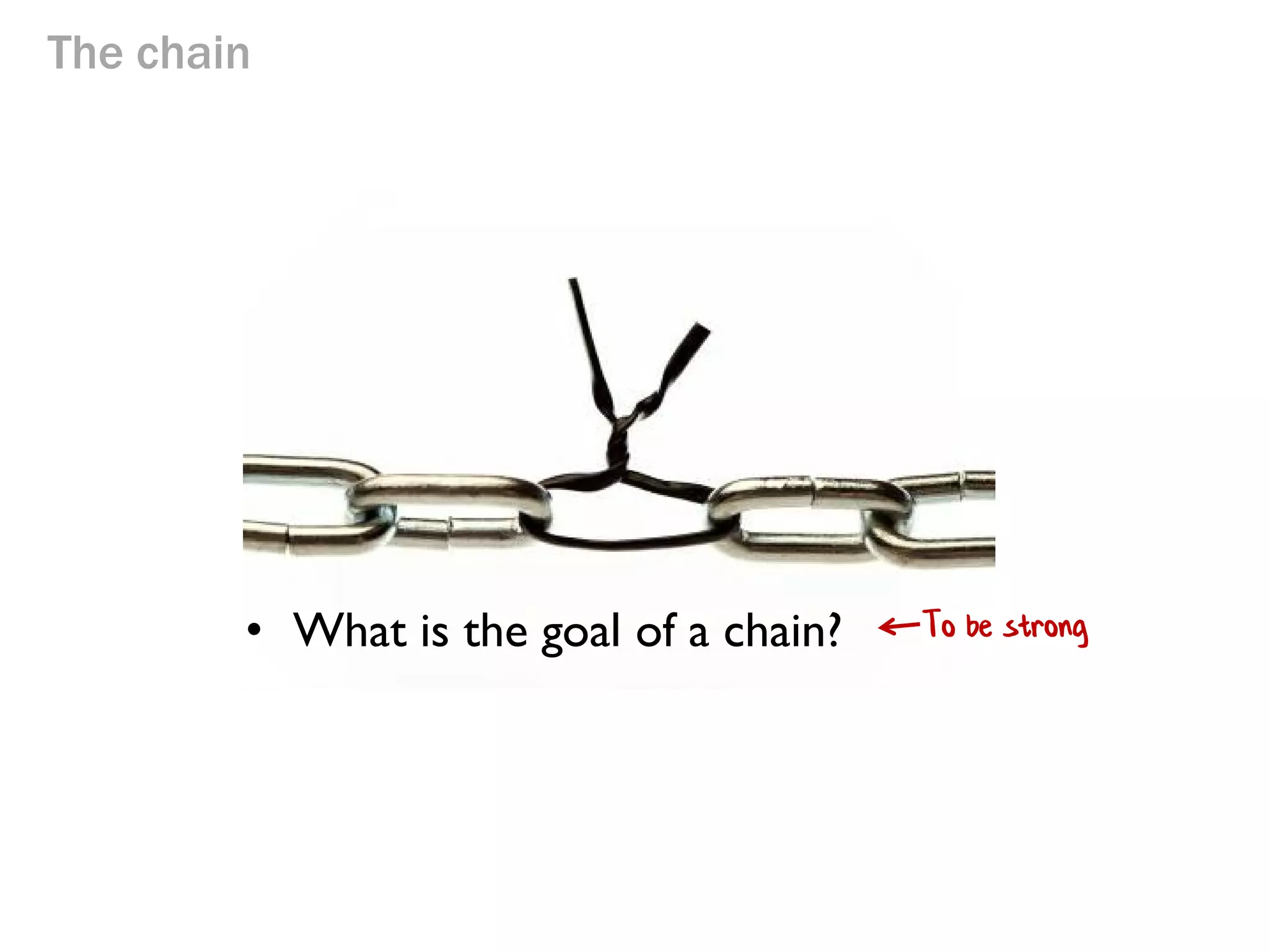 The chain

• What is the goal of a chain?

 