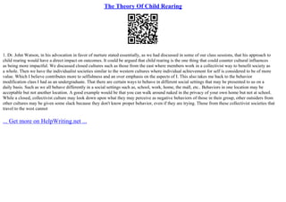 The Theory Of Child Rearing | PPT