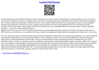The Theory Of Child Rearing | PPT