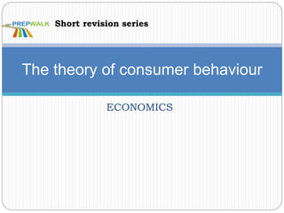 ECONOMICS
The theory of consumer behaviour
Short revision series
 