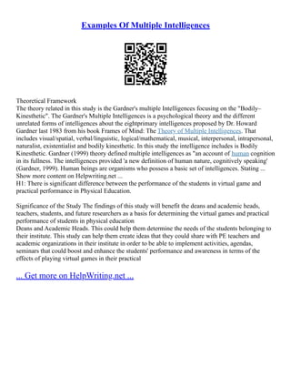 The Theory Of Intelligence, And Multiple Intelligences Theory | PDF