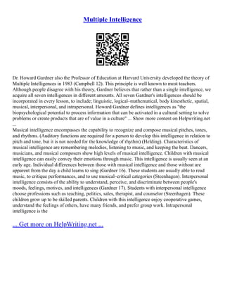 The Theory Of Intelligence, And Multiple Intelligences Theory | PDF