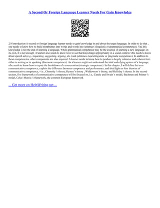 The Theory Of Language Development | PDF