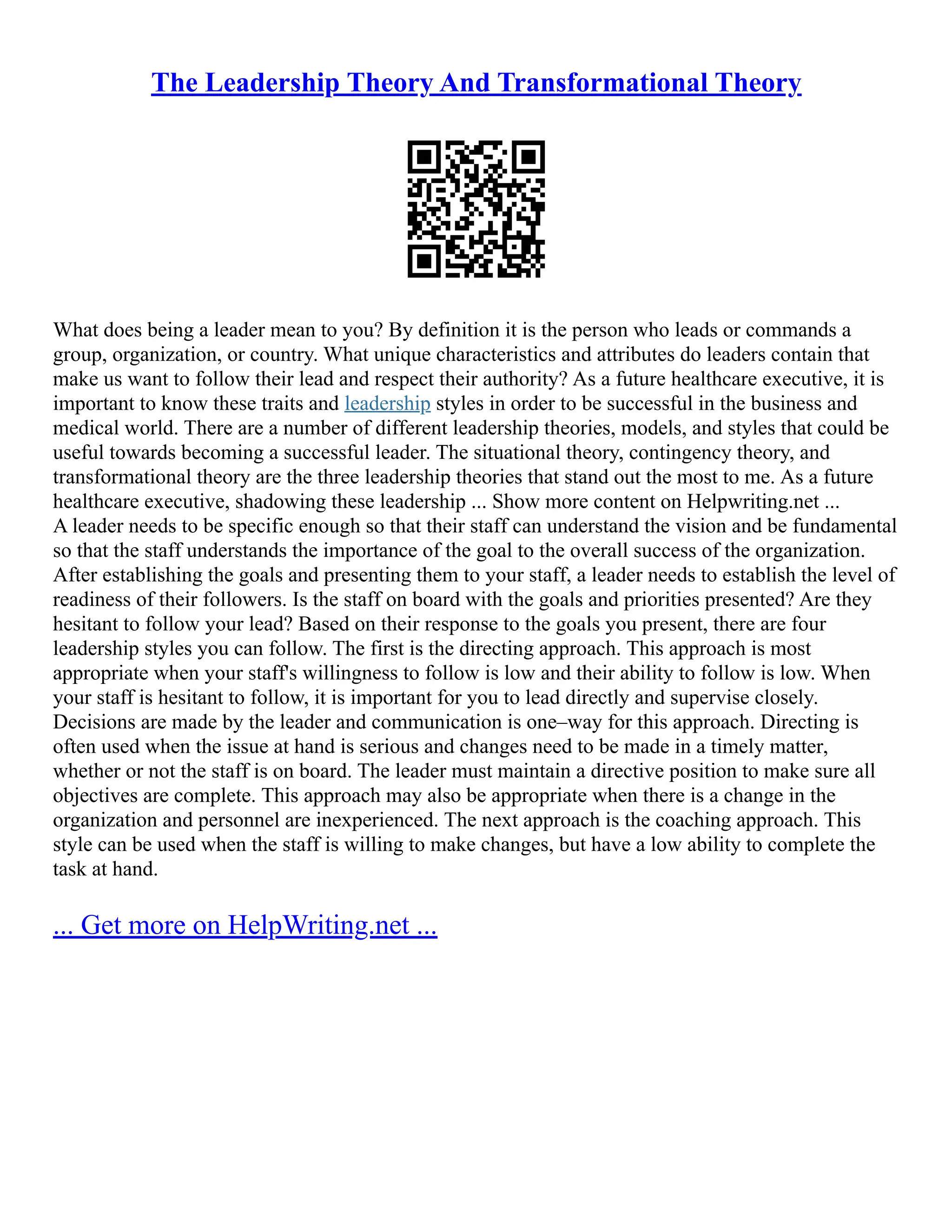 The Theory Of Leadership Theories | PDF