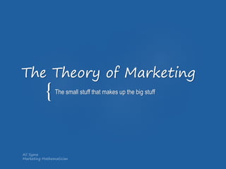 The Theory of Marketing The small stuff that makes up the big stuff Ali Syme Marketing Mathematician 