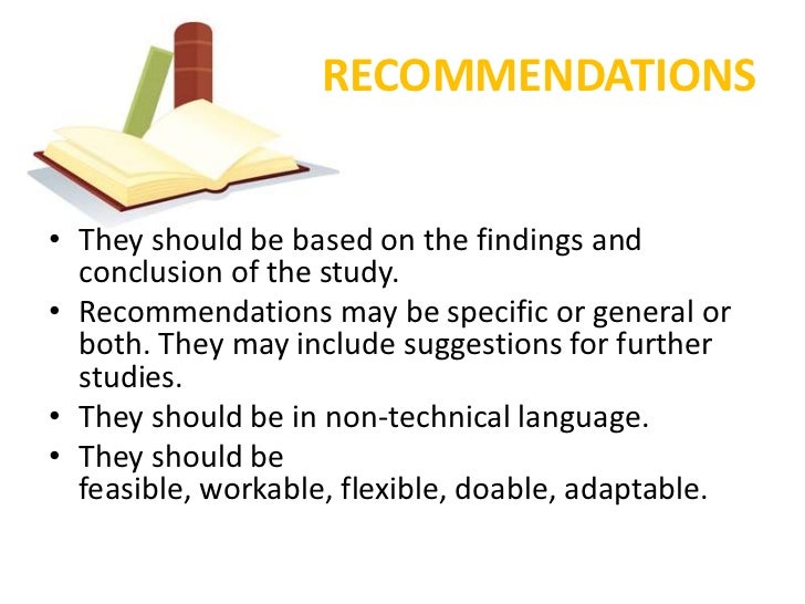 Sample recommendation section of a research paper