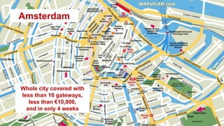 AMSTERDAMAmsterdam
Whole city covered with
less than 10 gateways,
less than €10,000,
and in only 4 weeks
 