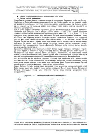 УЛААНБААТАР ХОТЫГ 2020 ОН ХҮРТЭЛ ХӨГЖҮҮЛЭХ ЕРӨНХИЙ ТӨЛӨВЛӨГӨӨНИЙ ТОДОТГОЛ, 
2030 ОН ХҮРТЭЛХ ХӨГЖЛИЙН ЧИГ ХАНДЛАГА 
УЛААНБААТАР ХОТЫГ 2020 ОН ХҮРТЭЛ ХӨГЖҮҮЛЭХ ЕРӨНХИЙ ТӨЛӨВЛӨГӨӨНИЙ ТОДОТГОЛ 
III БОТЬ 
2013 
 Газрын гадаргуугийн өндөржилт, төлөвлөлт хийх зэрэг болно 
 Уруйн үерээс хамгаалах 
Улаанбаатар орчимд богино хугацаанд эрчимтэй орох аадар борооноос уруйн үер болдог. 
Уруйн үер нь байгалийн гамшигт үзэгдлүүдийн нэг юм. Уруйн үерийн үед гол сайраар үерийн 
ус урсаад зогсохгүй шороо чулууг их хэмжээгээр урсган замд тохиолдох гэр байшинг урсган 
орчин тойрныг нь лаг шавраар дарах, гүүр гарцыг угааж эвдлэх зэргээр хэмжээгүй их 
хохирлыг учруулдаг юм. 
Хотыг уруйн үерээс хамгаалах зорилгоор дараах байгууламжуудыг барихаар төлөвлөв. 
Төлөвлөж буй сувгуудыг хотын баруун хэсгээс эхлэн С-1–ээс С-22 хүртэл дугаарлаж 
1:60000-ын масштабтай төлөвлөлтийн зурагт харуулсан. Мөн С-3, С-7, С-9, С-11, С-14, С-17 
сувгуудын эхэнд үерийн усаар ирэх хагшаасыг тогтоох далан барихаар төлөвлөв. Өнөр 
хороолол, 3,4-р хороолын ар талд, Дарь-Эх, Шархад, Ургах Наран хороолол зэрэг газруудын 
гүн урт жалгуудын эхэнд суурьшлаас арай зайтай газарт 11 ш хагшаас тогтоох далан 
барина. Эдгээр нь мөн л үерийн усаар ирэх шороо чулууг тогтоож усыг нь үерийн сувагт 
нийлүүлэх ба харин үер бүрийн дараа тогтоосон түвшинд хүртэл хагшаасыг тогтмол 
цэвэрлэж байх шаардлагатай болно. Далангийн байрлал, хийц хэмжээг ажлын зургийн 
шатанд нарийвчлан тогтооно. 
Цаашилбал одоогоор хотын суурьшлын хэсэгт байгаа эвдэрч угаагдсан жалгуудын үерийн 
ус урсах ёроолын хэсгийг нь чулуу бетоноор бэхэлж, түүнээс дээших хэсэгт гүнээс нь 
хамааруулан хэд хэдэн түвшинд явган зам гаргах, зүлэгжүүлэх, эко хавтангаар налууг 
бэхлэх, жалгыг хөндлөн гарах гарц, дүүжин гүүрийг өнгө үзэмжтэй барих мод бут сөөг тарьж 
хөрсийг бэхжүүлэн газрын эвдрэлээс хамгаалж ногоон орчин болгох хэрэгтэй байна. 
Гэр хорооллын хэсэгт өндөрлөг газраар татагдаж буй замуудын усыг өндөржилтийн 
боломжтой хэсэгт дээрх далангуудаар үүсэх цөөрөмд нийлүүлнэ. Тооцоо судалгааны үндсэн 
дээр зарим даланг ашиглан газар доорх усан сан барьж болох боловч хур тунадас багатай 
манай нөхцөлд уснаас илүү шороо хуримтлагдах нөхцөлтэй юм. 
Харин Зайсан, Нүхтийн аманд барих далангаар үүсэх цөөрөм нь харьцангуй цэвэр устай 
байх учраас хүмүүсийн амралт чөлөө цагаа өнгөрүүлэх бичил орчин болох боломжтой. 
Гагцхүү сууцнуудын бохир усыг ялангуяа Нүхтэд дээд зэргээр цэвэрлэсэн байх 
шаардлагатай. 
Дүрслэл 2.7.2.1. Инженерийн бэлтгэл арга хэмжээ 
Хотын нутаг дэвсгэрийн хэмжээнд ургамлын бүрхэвч сийрэгжин жилээс жилд газрын хөрс 
талхлагдан доройтож байгаа нь уруйн үерийг идэвхжүүлж газрын эвдрэл угаагдлыг ихэсгэж 
Нийслэлийн Зураг Төслийн Хүрээлэн 135 
 